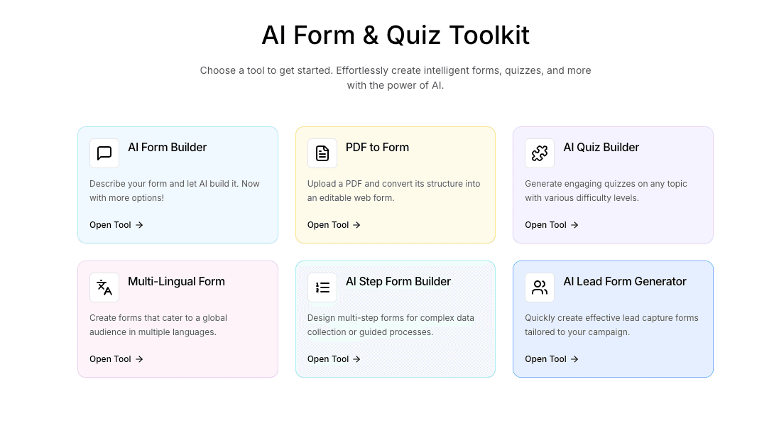 AI Form & Quiz Toolkit