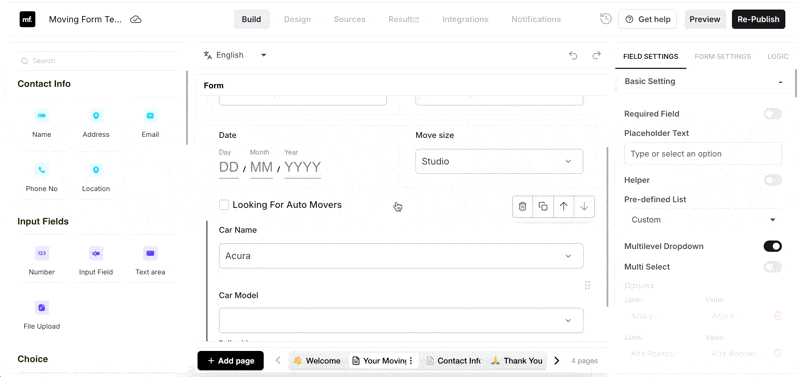 Adding conditional logic to the form using Makeforms Dashboard