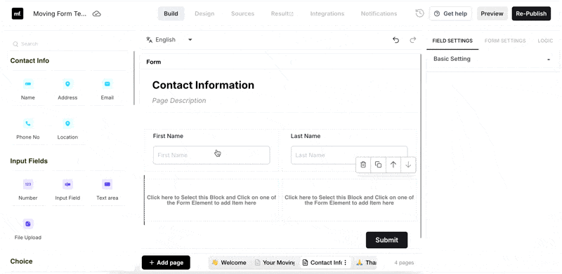Building and customising form using makeforms form builder dashboard