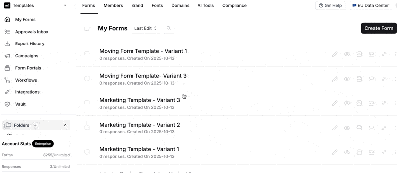 Create a form using makeforms form builder. Select form template