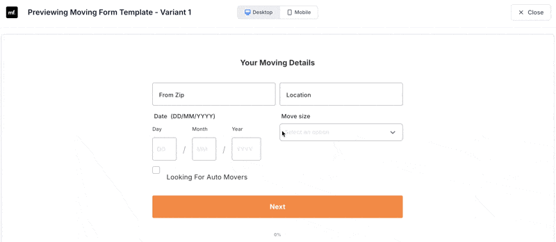 Previewing forms which are build in Makeforms form builder.