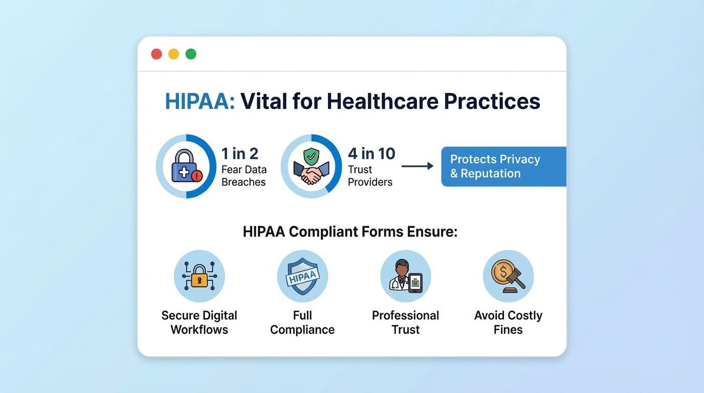 HIPAA compliance is so important for healthcare practices. Important for secure digital workflows, fully compliance, professional trust, avoid cost fines.