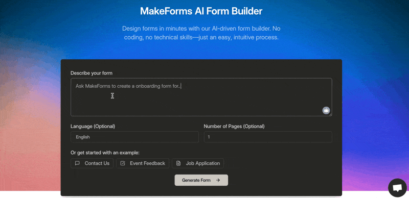 Creating form using Ai form builder within min.