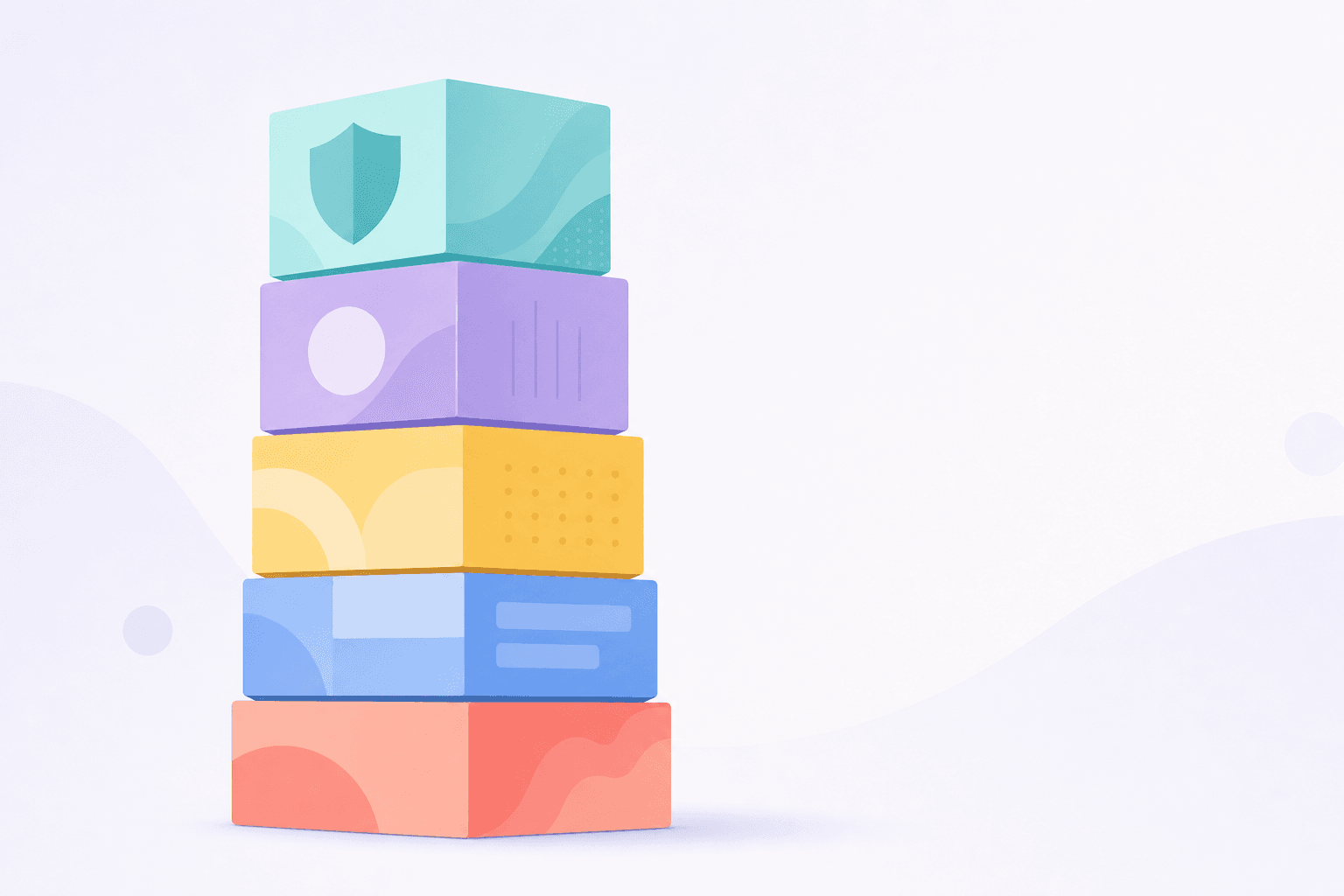 Five stacked layers representing security, compliance, branding, administration and support capabilities