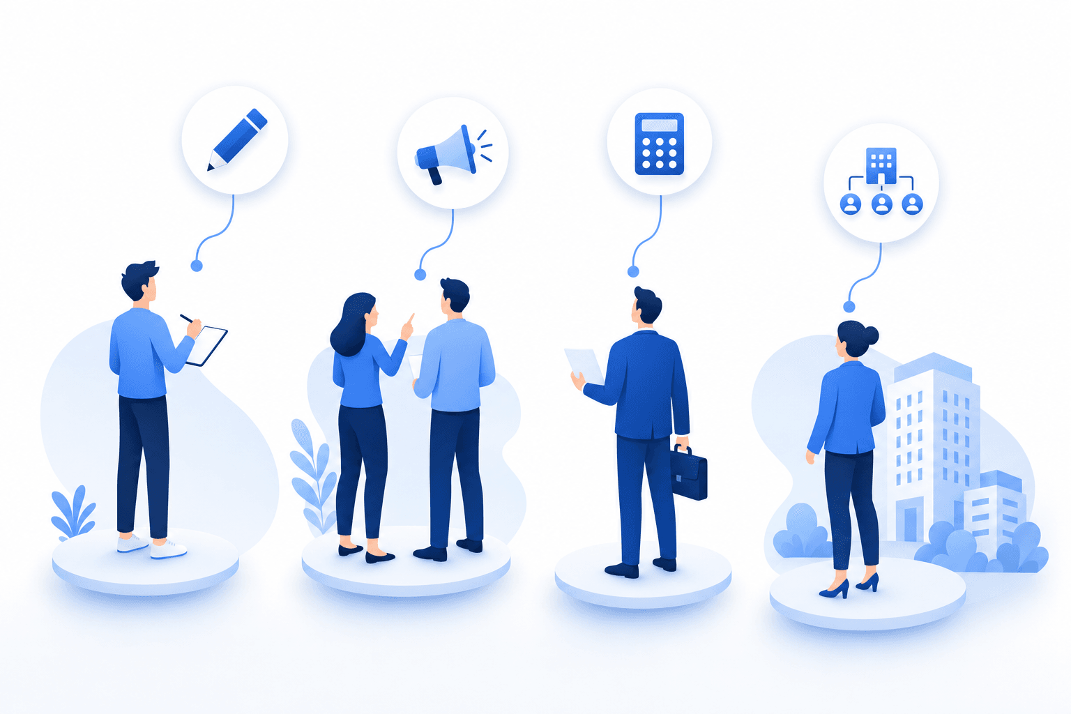 Four types of users each matched to a different form builder tool icon