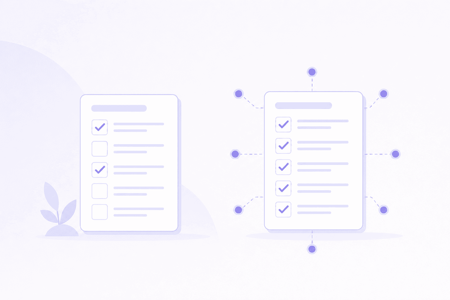 Simple form compared with a fully featured form showing more completed checklist items