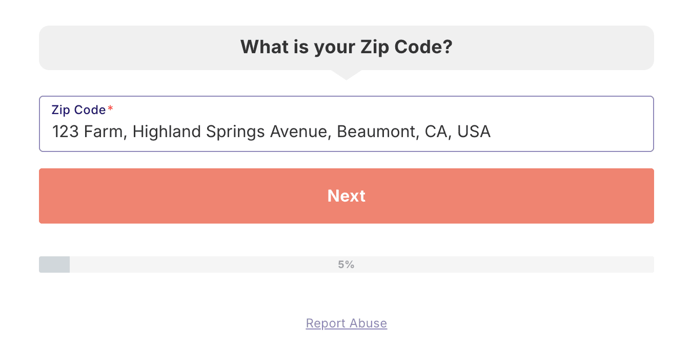 zip code form builder